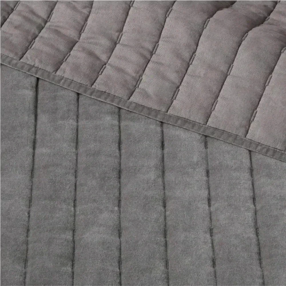 NWOT Full/Queen Channel Stitch Velvet‎ Quilt Charcoal - Threshold